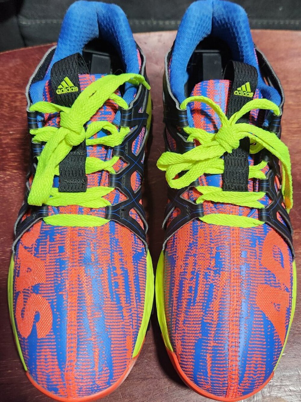 Adidas Vigor Bounce Trail Running Shoes - Blue / Solar Yellow Neon - Mens Size 9
